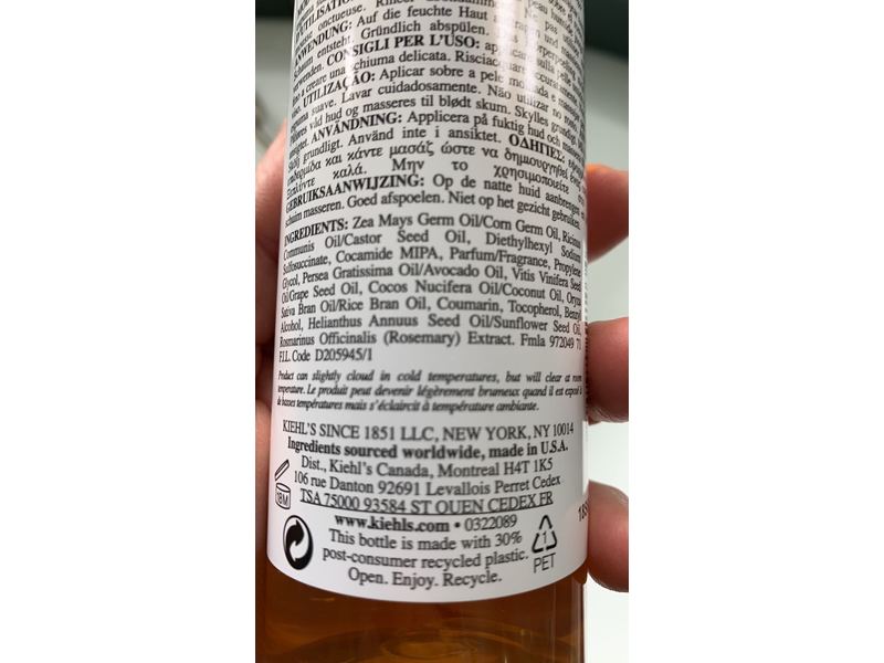 Kiehl's Creme De Corps Smoothing Body Cleanser, Oil-To-Foam, 8.4 fl oz/250 mL