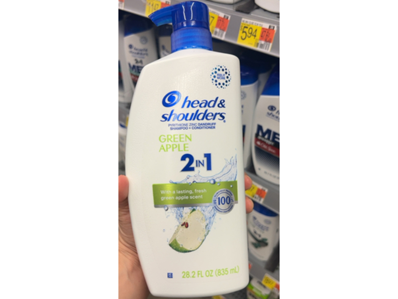 Head and Shoulders 2 in 1 Dandruff Shampoo & Conditioner, Green Apple, 28.2 fl oz/835 mL
