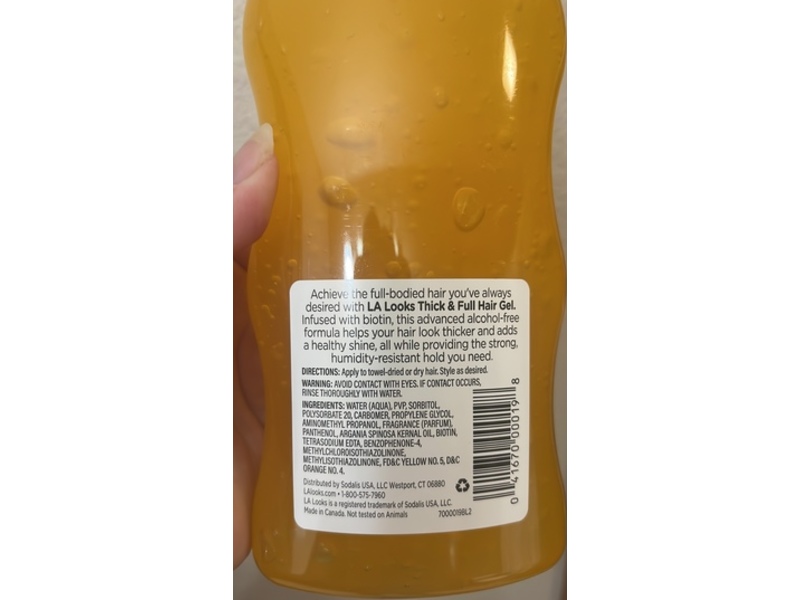 LA Looks Thick & Full Hair Gel, Biotin Vitamin B7, 20 fl oz/587 g