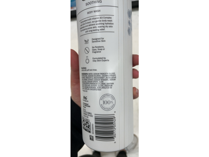 Olay Soothing Body Wash, B3 + Oat Extract, 20 fl oz/591 mL