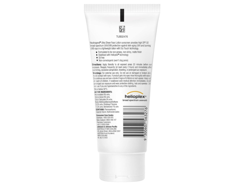 Neutrogena Ultra Sheer Face Lotion Sunscreen, SPF 50 , 88 mL