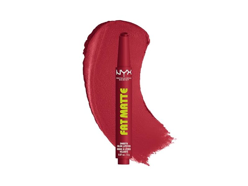 NYX Professional Makeup Fat Matte Smooth Color Lipstick, Plushin' Plum, 0.07 oz/2 g