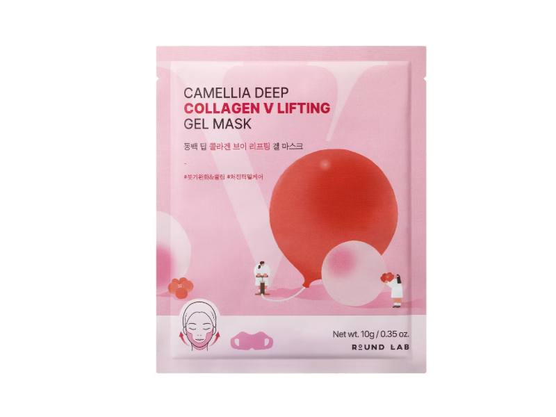ROUND LAB Camellia Deep Collagen V Lifting Gel Mask, 0.35 fl oz/10 g