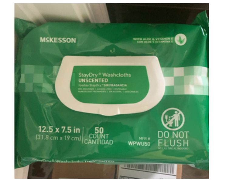 McKesson Stay Dry Washcloths, Aloe & Vitamin E, 50 Count, Pack Of 6