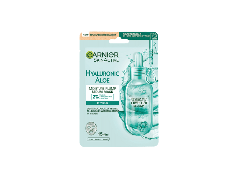 Garnier SkinActive Replumping Serum Mask, Hyaluronic Aloe, 28 g