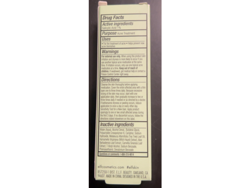 e.l.f. Skin Blemish Breakthrough Acne Fighting Spot Gel, 0.254 fl oz/7.5 mL