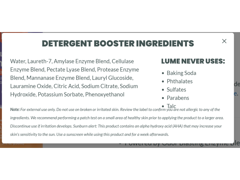 Lume Laundry Stink Eraser Detergent Booster, Free & Clear, 36 Loads, 8 fl oz/236 mL, Pack Of 2