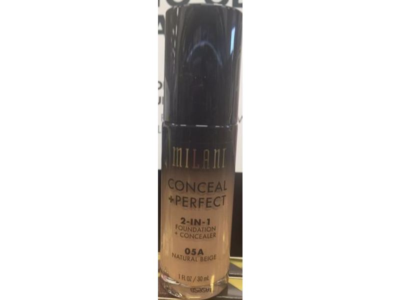 Milani Conceal + Perfect 2-In-1 Foundation + Concealer, 05A Natural Beige, 1 fl oz/30 mL