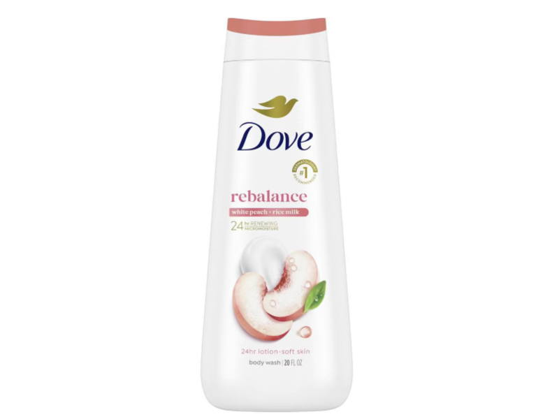 Dove Rebalance Body Wash, White Peach & Rice Milk, 20 fl oz/591 mL