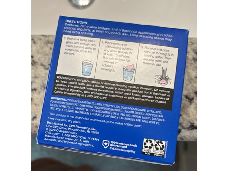 CVS Health Anti-Bacterial Denture Cleanser Tablets, 40 Count