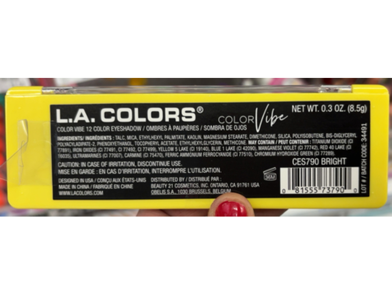 L. A. Colors Color Vibe 12 Color Eyeshadow, CES790 Bright, 0.3 oz/8.5 g