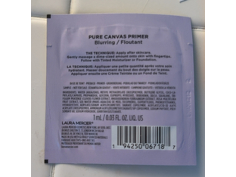 Laura Mercier Pure Canvas Blurring Primer, 0.03 fl oz/1 mL
