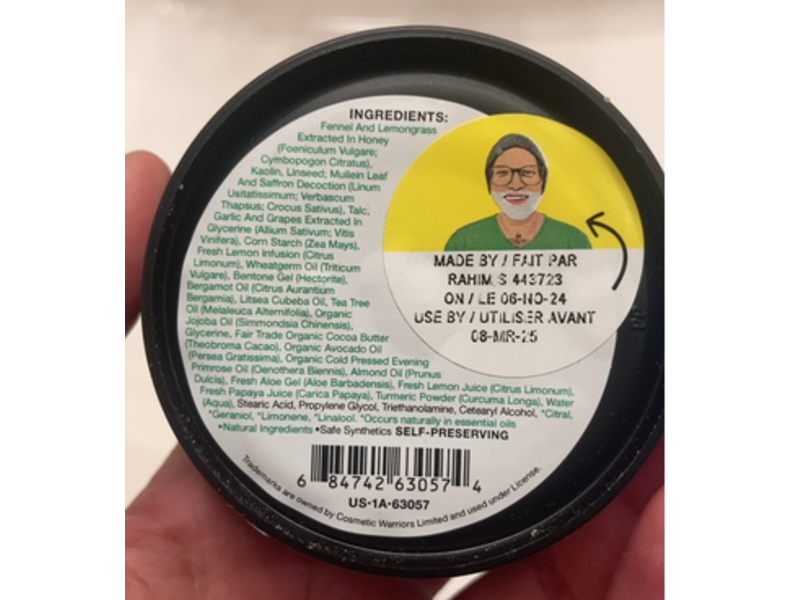 Lush Cosmetic Warrior Face And Body Mask, Honey + Tea Tree + Grapes & Garlic