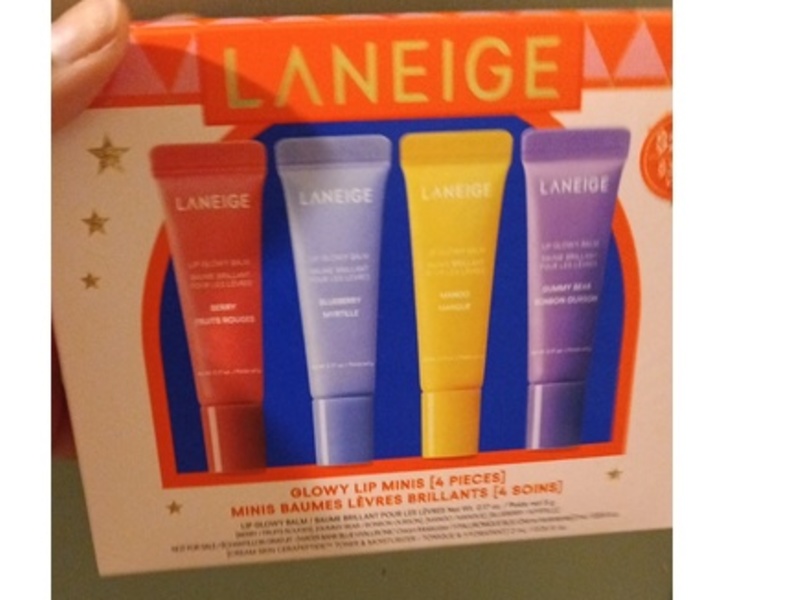 Laneige Glowy Lip Glowy Balm Set, Berry, Blueberry, Mango, Gummy Bear, 0.17 oz/5 g