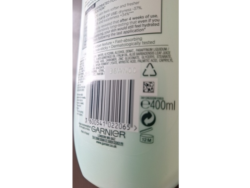 Garnier Intensive Body Lotion, Aloe Vera, 400 mL