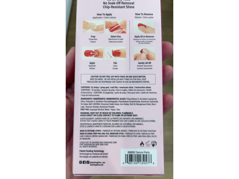 Dashing Diva Gloss Ultra Shine Gel Nail Strips, Dance Party, 32 Count