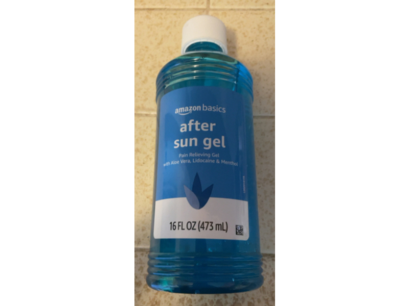 Amazon Basics After Sun Pain Relieving Gel, Aloe Vera, Lidocaine & Menthol, 16 fl oz/473 mL