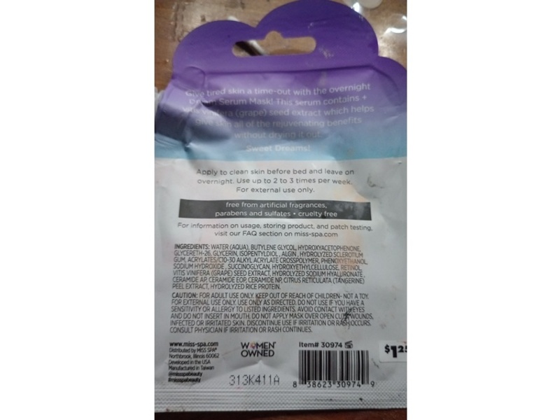 Miss Spa Overnight Mask, Dream Serum, 1.18 fl oz/35 mL