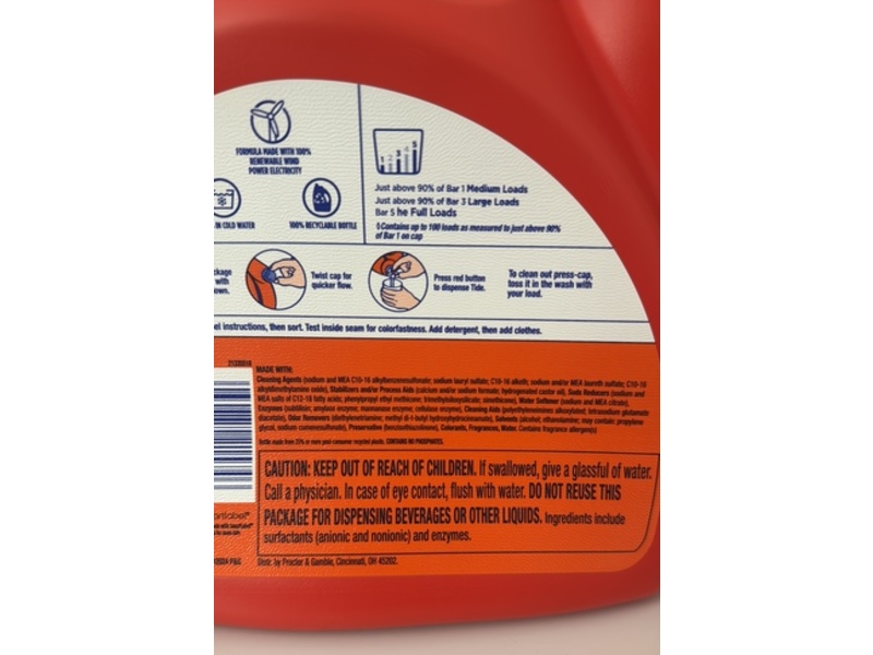 Tide+ Ultra OXI Boost Laundry Detergent, 100 Loads, 128 fl oz/3.78 L