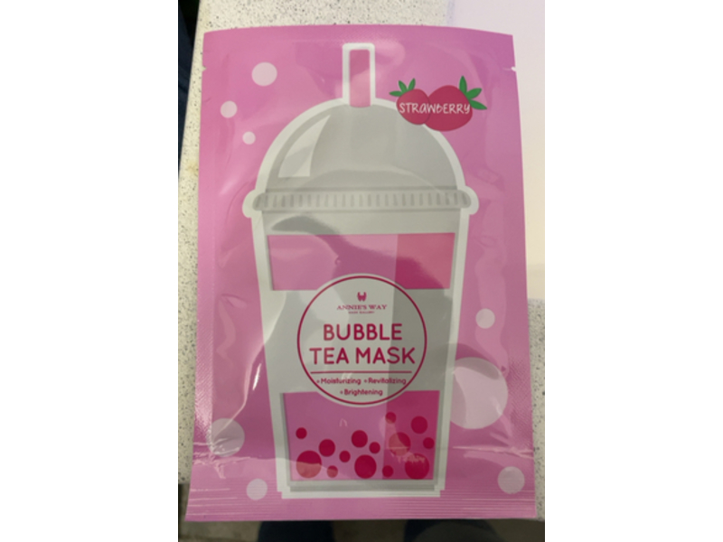 Annie's Way Bubble Tea Sheet Mask, Strawberry, 0.85 fl oz/25 mL, Pack Of 5
