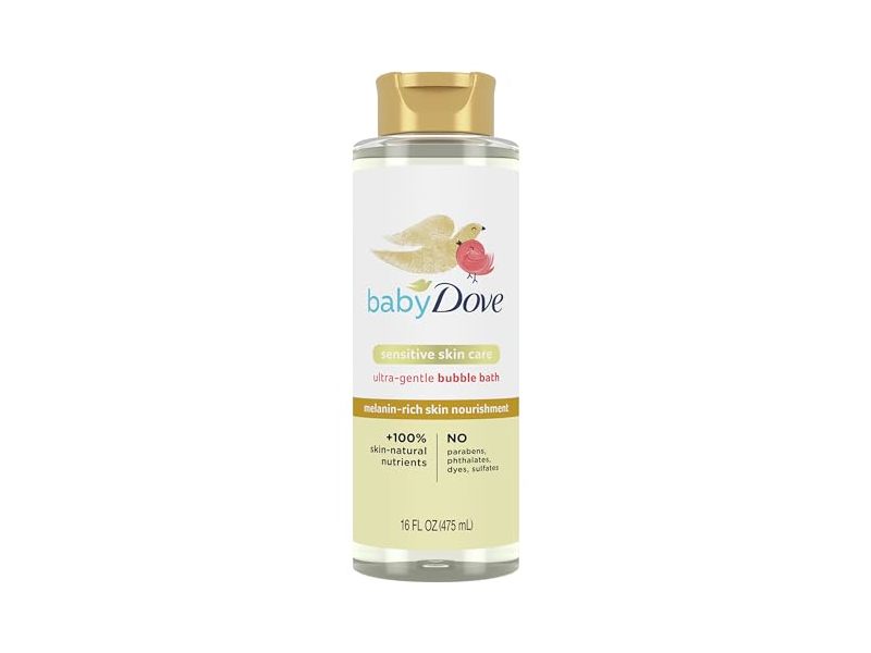 Baby Dove Sensitive Skin Care Ultra Gentle Bubble Bath, Melanin Rich Skin Nourishment, 16 fl oz/475 mL