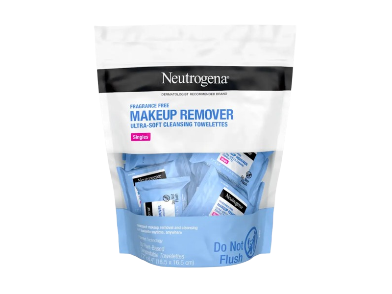 Neutrogena Makeup Remover Cleansing Towelettes, Singles, Fragrance Free, 20 Count