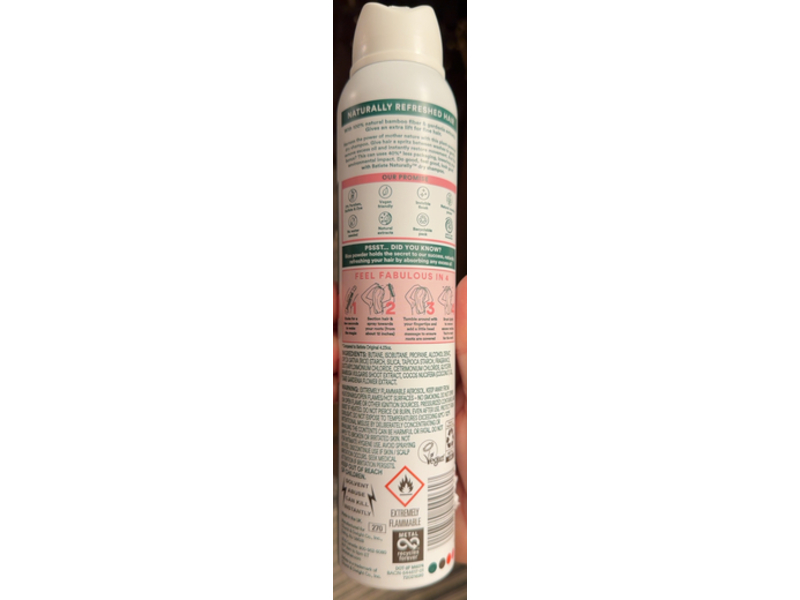 Batiste Natural Plant Powered Dry Shampoo, Bamboo Fiber & Gardenia, 4.23 oz/120 g