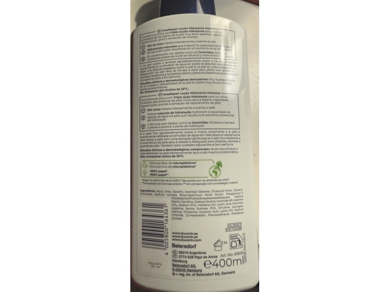 Eucerin Repair Plus Intensive Lotion, 100% Urea, 400 mL