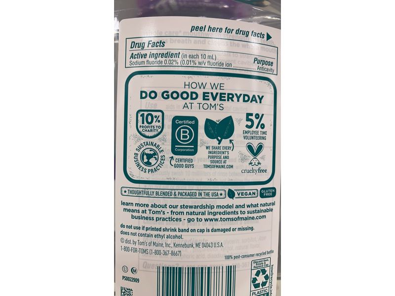 Tom's Of Maine Whole Care Anticavity Mouthwash, Fresh Mint, 16 fl oz/473 mL