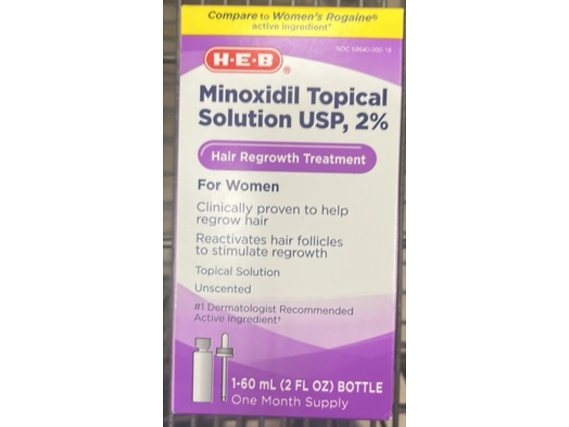 H-E-B Minoxidil Topical Solution Hair Regrowth Treatment, 2 fl oz/60 mL