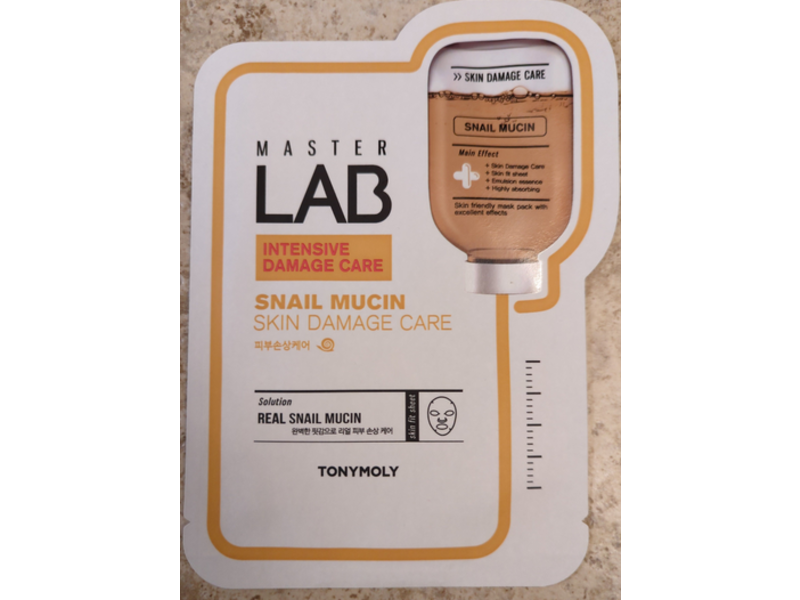 Tonymoly Master Lab Mask Intensive Damage Care, Snail Mucin, 18 g