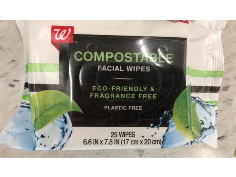 Walgreens Compostable Facial Wipes, Fragrance Free, 25 Count