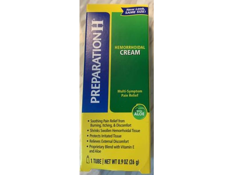 Preparation H Hemorrhoidal Cream, Multi-Symptom Pain Relief, Aloe, 0.9 oz/26 g, Pack Of 3