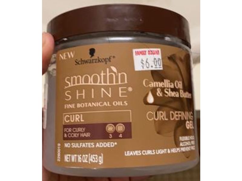 Schwarzkopf Smooth 'N Shine Curl Defining Gel, Camellia Oil & Shea Butter, 16 oz/453 g