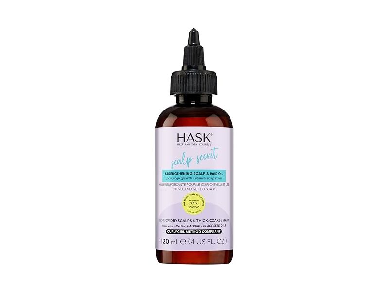 Hask Scalp Secret Strengthening Scalp & Hair Oil, Castor & Baobab+Black Seed Oils, 4 fl oz/120 mL
