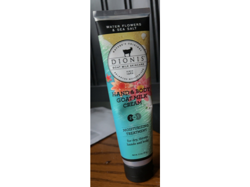 Dionis 2 In 1 Hand & Body Goat Milk Cream, Water Flowers & Sea Salt 3.3 oz/93 g