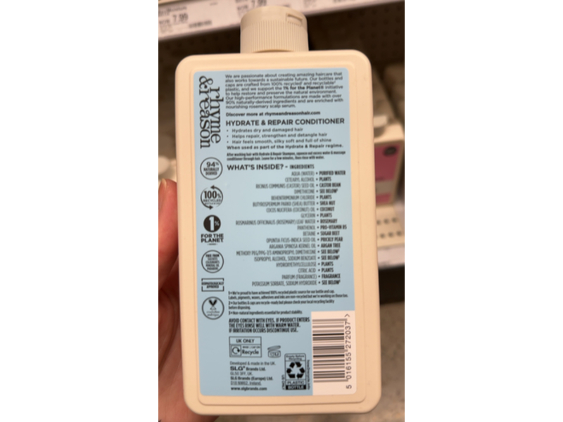 Rhyme & Reason Hydrate & Repair Conditioner, Argan Oil & Prickly Pear Extracts, 12 fl oz/355 mL