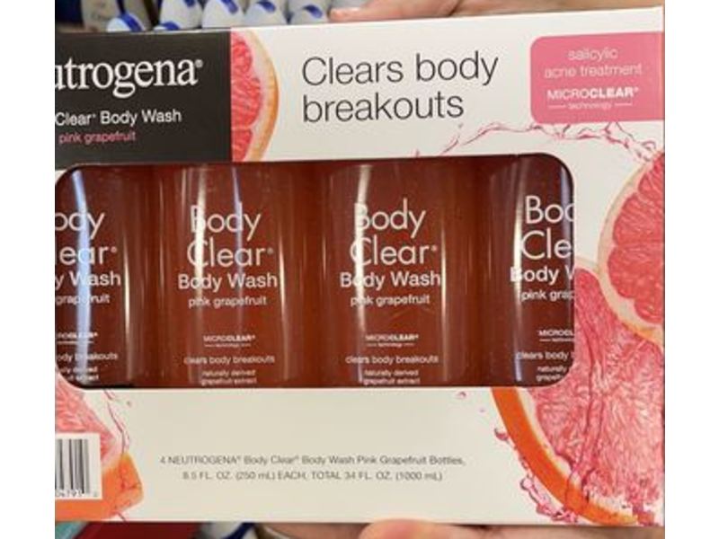 Neutrogena Body Clear Body Wash, Pink Grapefruit, Pack Of 4