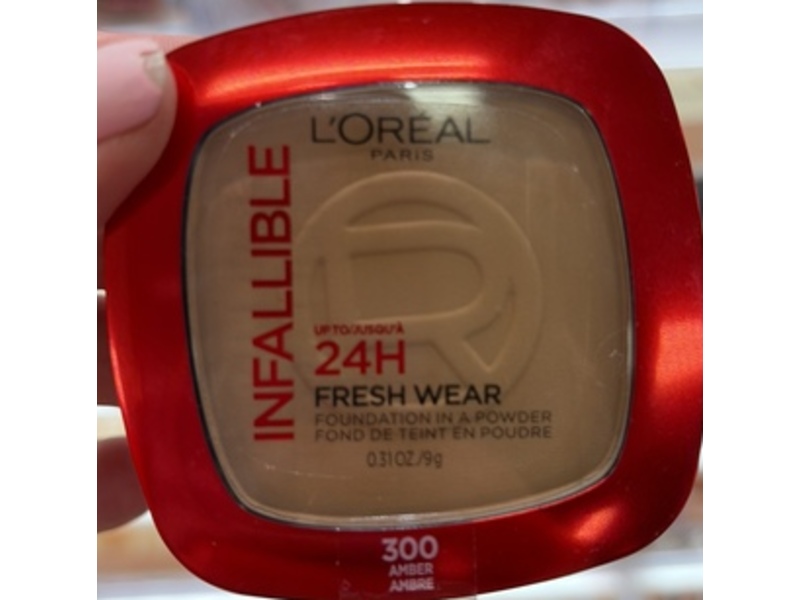 L'Oreal Paris Infallible Fresh Wear Powder Foundation, 300 Amber, 0.31 oz/9 g