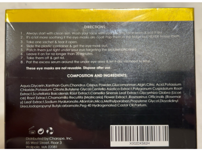 Dermora 24k Gold Eye Mask, 30 Pairs