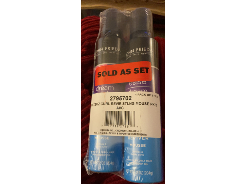 John Frieda Curl Reviver Mousse, Rosehip Oil, 7.2 oz/204 g, Pack Of 2