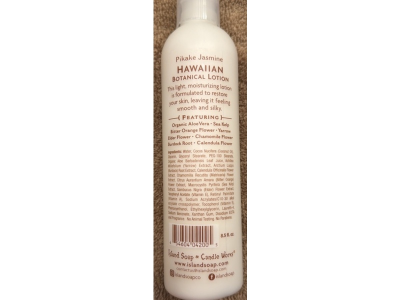 Island Soap & Candle Works Hawaiian Botanical Lotion, Pikake Jasmine, 8.5 fl oz