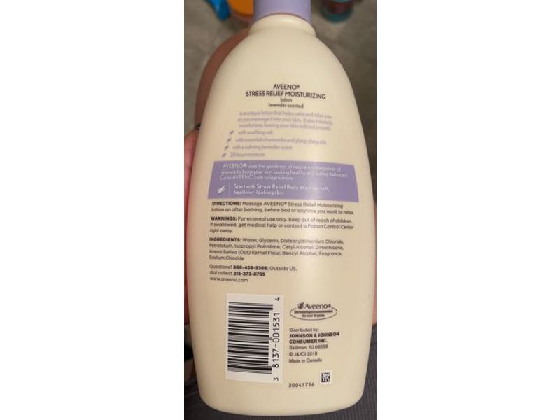 Aveeno Stress Relief Moisturizing Lotion, Lavender Scented, 18 fl oz/532 mL