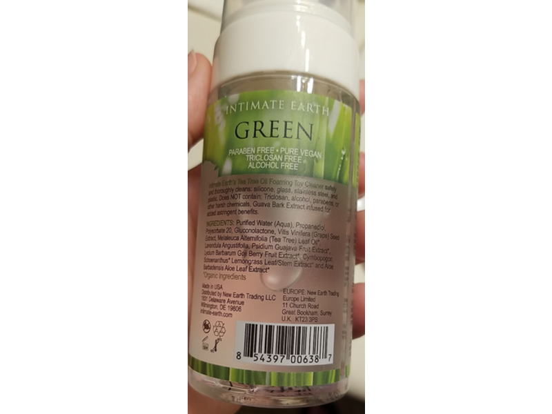 Intimate Earth Green Foaming Toy Cleaner, Tea Tree Oil, 3.4 oz/100 ml