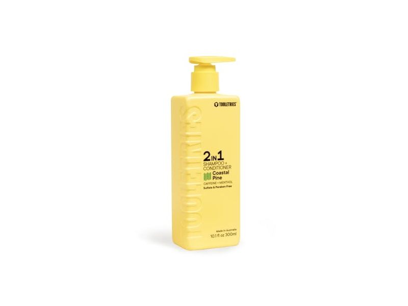 TOOLETRIES 2 In 1 Shampoo + Conditioner, Coastal Pine, 10.1 oz/300 mL