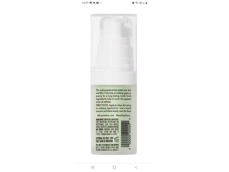 e. l. f. Cosmetics Tone Adjusting Face Primer, Neutralizing Green, 0.47 fl oz/14 mL