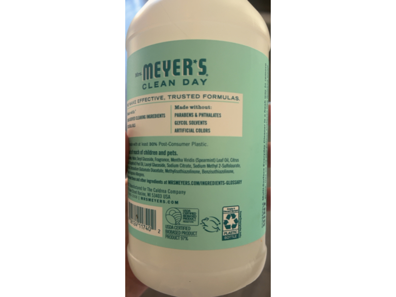 Mrs. Meyers Clean Day Everyday Cleaner, Mint Scent, 24 fl oz/710 mL