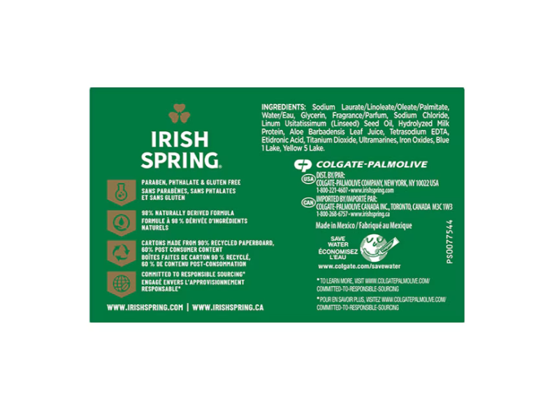 Irish Spring Bar Soap, Aloe Mist, 4 oz/113 g, Pack Of 8