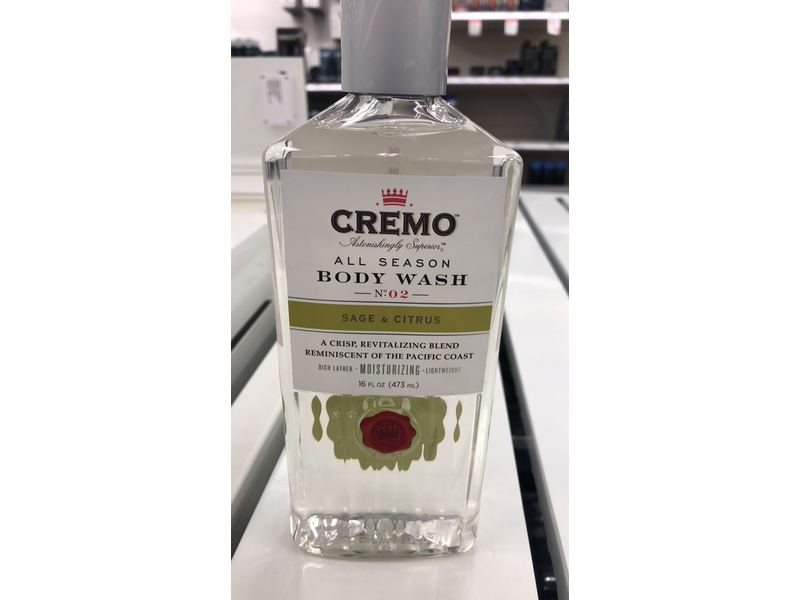Cremo All Season Body Wash, No. 2, Sage & Citrus, 16 fl oz/473 mL