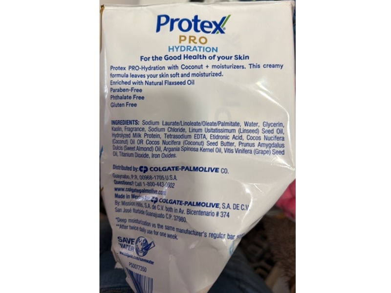 Protex Pro Hydration Moisturizing Bar Soap, Milk Protein & Coconut, 3.7 oz/104.8 g, Pack Of 16